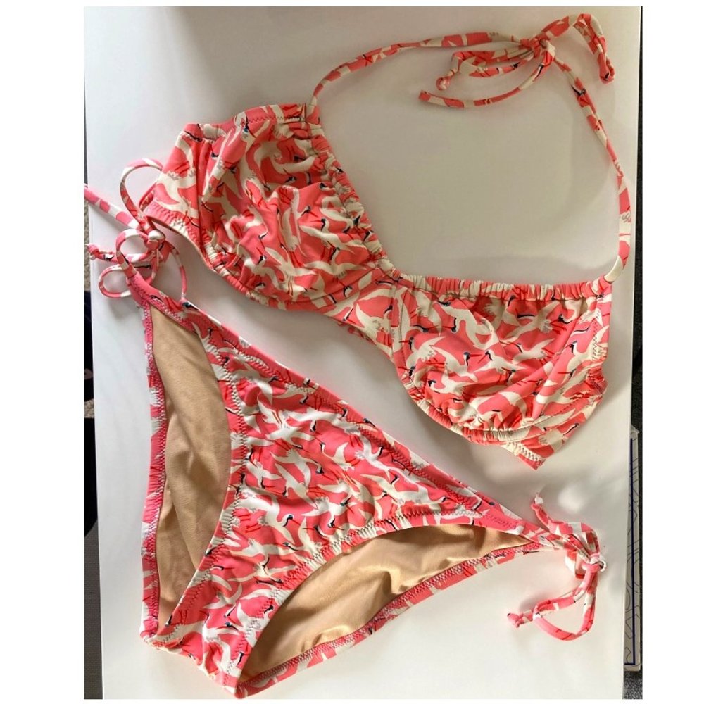 NWT Madewell Halter String Bikini with Crane Print